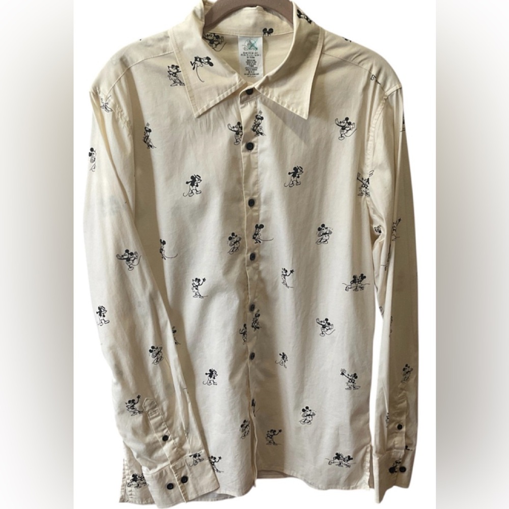 Disney Shirt Men Size S Mickey Minnie Mouse Button Long Sleeve (unisex)